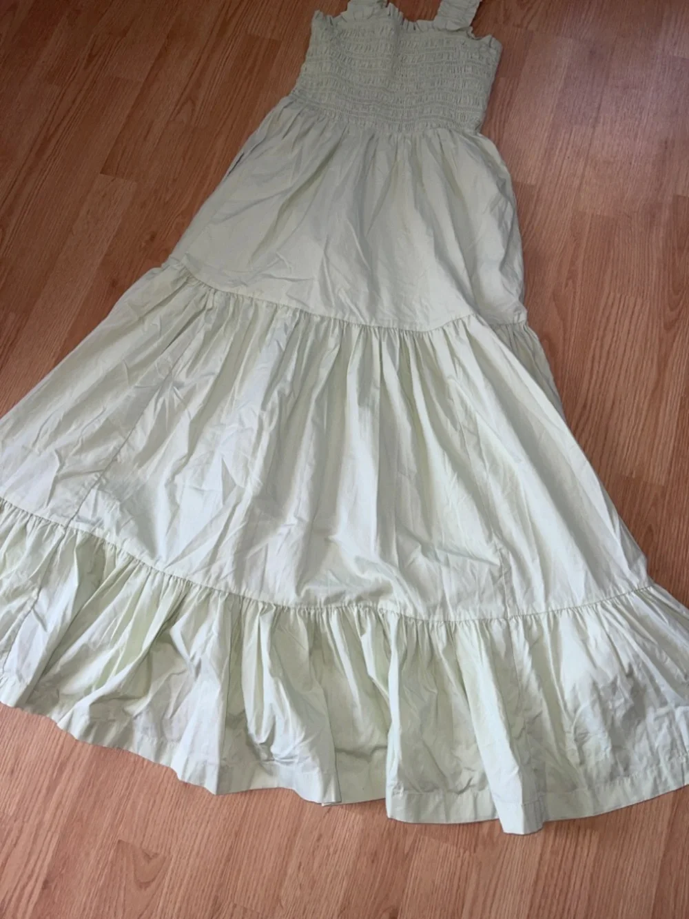 Abercrombie & Fitch Light Green Smocked Sleeveless Tiered Maxi Dress Size Medium - Picture 5 of 15